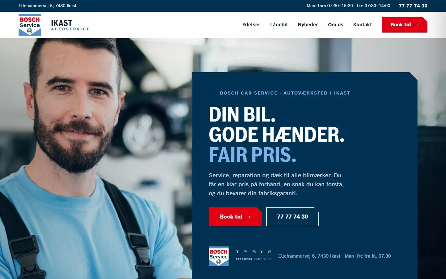 Ikast AutoServices forside på en bærbar computer